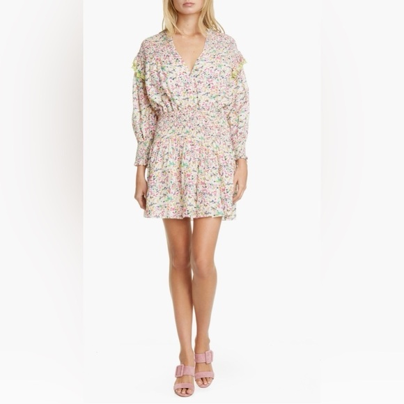 Tanya Taylor Imogen Dress in Confetti - Floral Smocked Dress - size XS - EUC - Picture 4 of 16